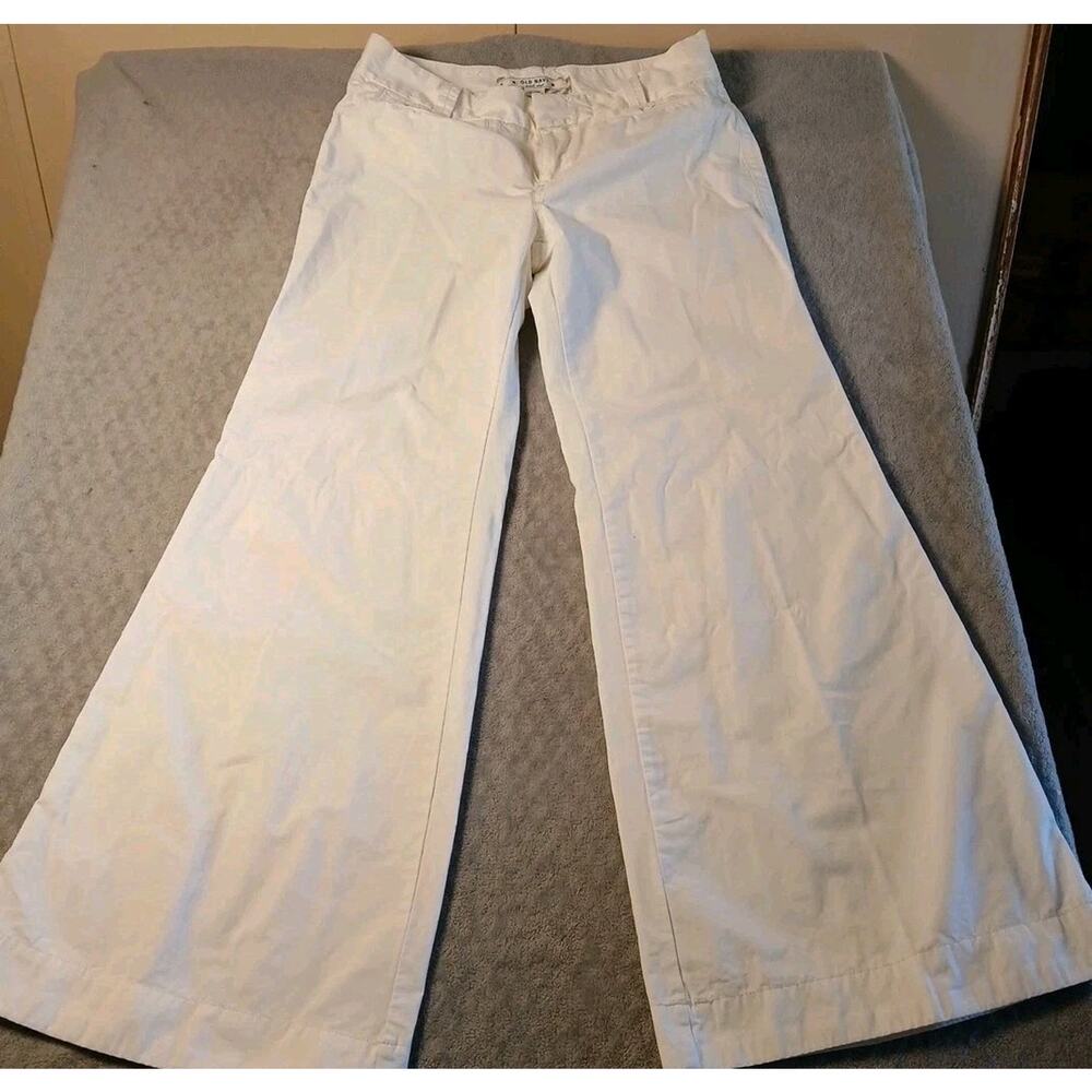 Old Navy Women's Size 10 Wide Leg Pants White Midrise Casual Lightweight NWOT